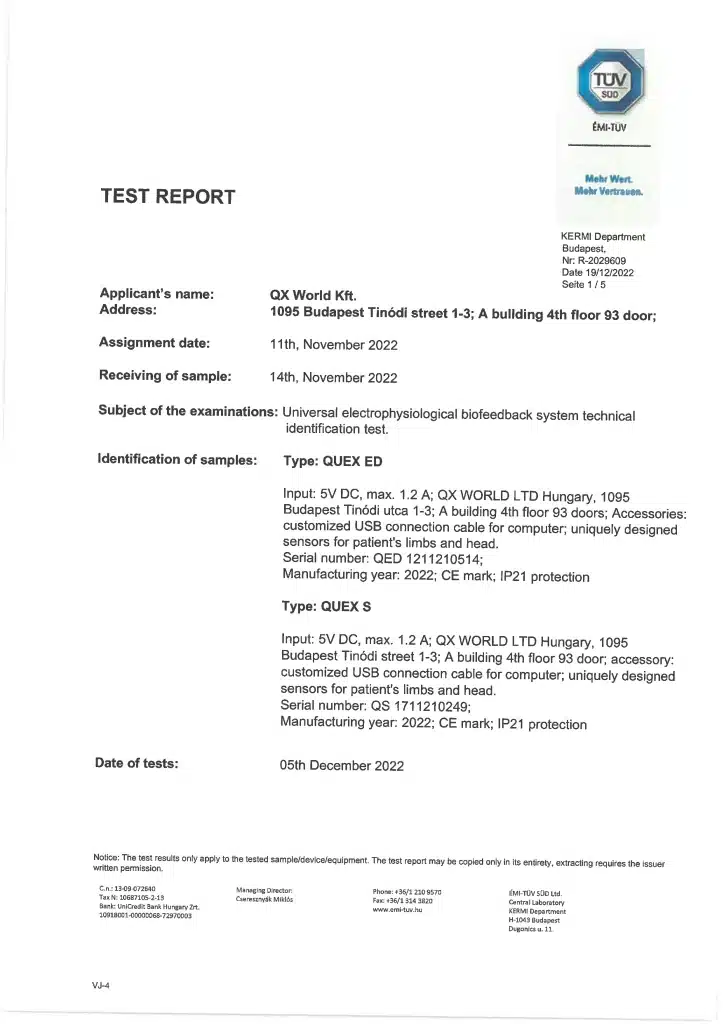 Detaljert testrapportdokument for biofeedback-system.