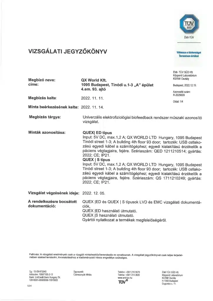 Hungarian technical inspection report document.